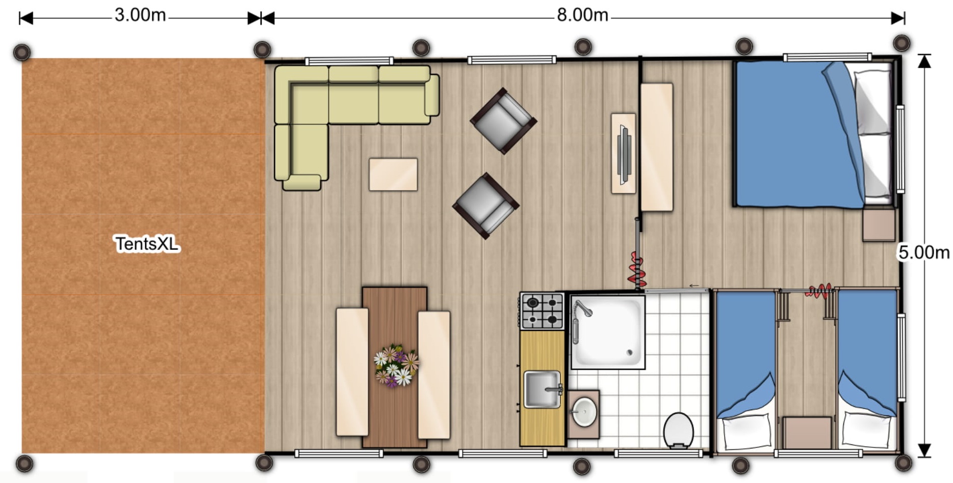 Safaritent XL, 6 pers badkamer-1